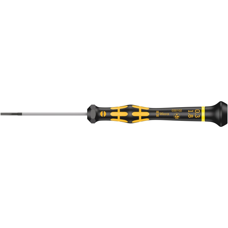 1 pcs - Wera Slotted Precision Screwdriver, 1.8 x 0.30 mm Tip, 60 mm Blade, 157 mm Overall