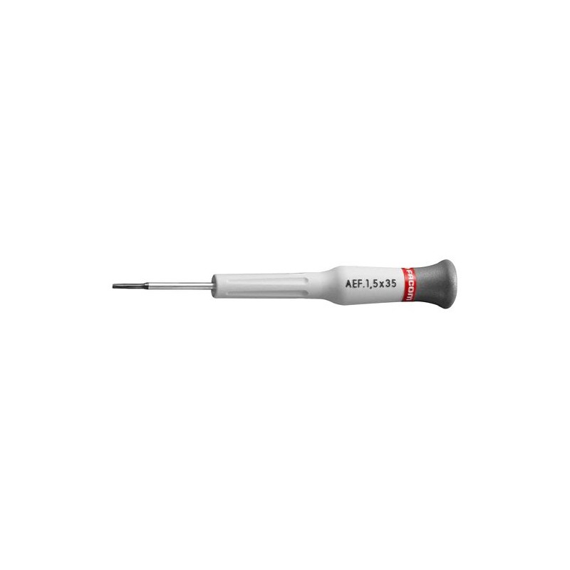1 pcs - Facom Slotted Precision Screwdriver, 1.2 mm Tip, 35 mm Blade, 117 mm Overall
