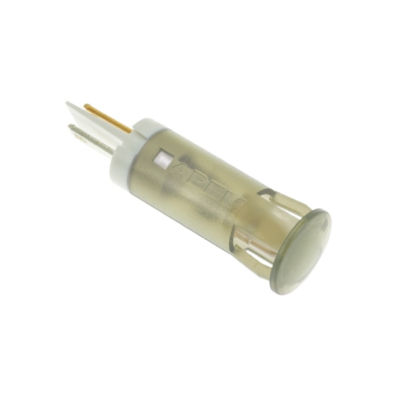 1 pcs - APEM White Panel Mount Indicator, 220V ac, 10mm Mounting Hole Size, Faston, Solder Lug Termination