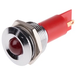 1 pcs - RS PRO Red Panel Mount Indicator, 19mm Mounting Hole Size, Solder Tab Termination, IP67