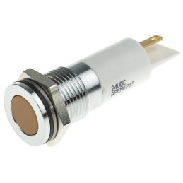 1 pcs - RS PRO Orange Panel Mount Indicator, 21.6 - 26.4V dc, 14mm Mounting Hole Size, IP67