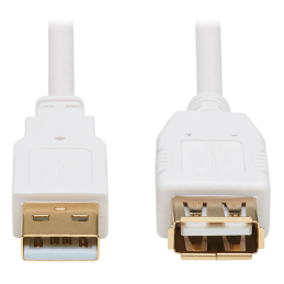 1 pcs : U024AB-003-WH - CBL USB2.0 A RCPT TO A PLUG 3'