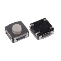 10 pcs - White Stem Tactile Switch, SPST 50 mA @ 12 V dc 3.4mm Surface Mount