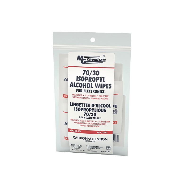 1 pcs : MG Chemicals 8241-WX25 - Wipes, Wet Electronic Equipment 1 (25 ea 6' L x 5' W)