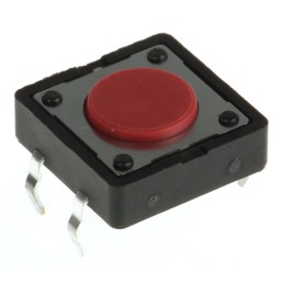 10 pcs - Red Button Tactile Switch, SPST 50 mA @ 12 V dc 0mm