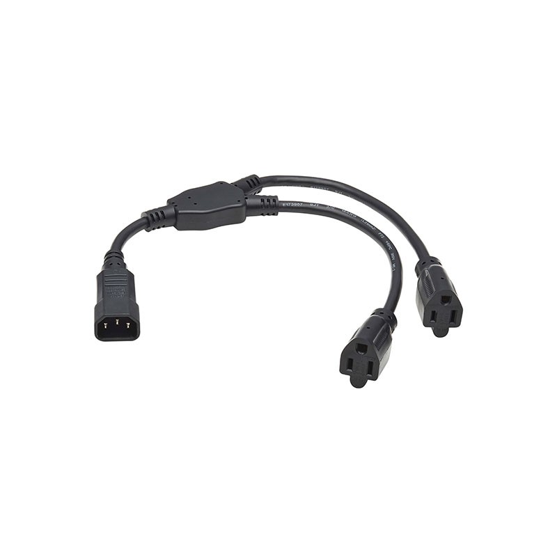 1 pcs : P002-18N-2R - POWER CORD Y SPLITTER, C14 TO 2X