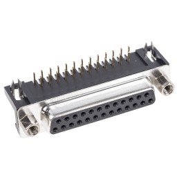 5 pcs - ASSMANN WSW A-DF 25 Way Right Angle Through Hole D-sub Connector Socket, 2.77mm Pitch, with 4-40 UNC Screwlocks