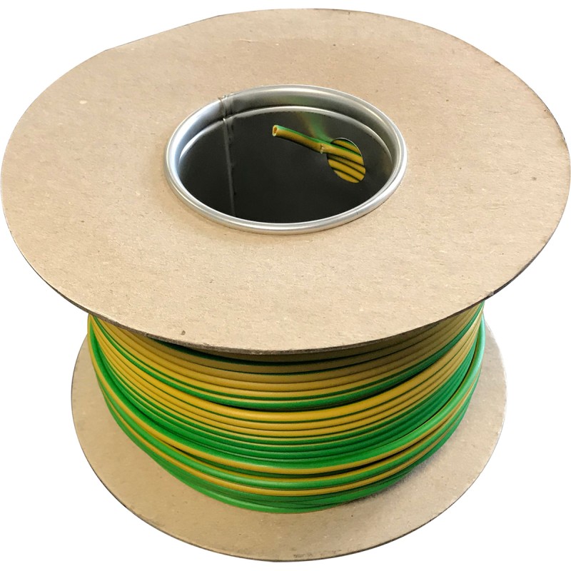 1 Reel of 100 M - RS PRO Green/Yellow 16 mm² Hook Up Wire, 7/1.7 mm, 100m