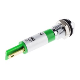1 pcs - RS PRO Green Panel Mount Indicator, 12V, 8mm Mounting Hole Size, Solder Tab Termination, IP67