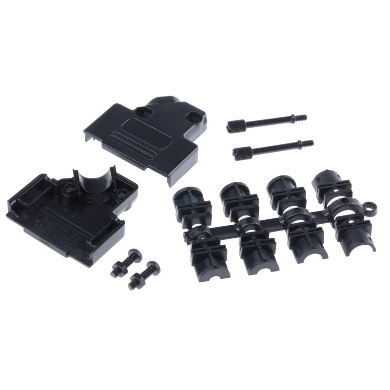 5 pcs - MH Connectors MHD45PPK Series ABS Angled D Sub Backshell, 15 Way, Strain Relief