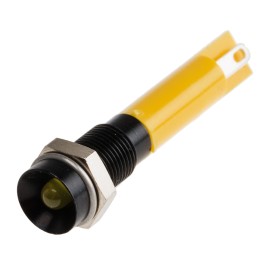 1 pcs - RS PRO Yellow Panel Mount Indicator, 24V dc, 6mm Mounting Hole Size, Solder Tab Termination, IP40