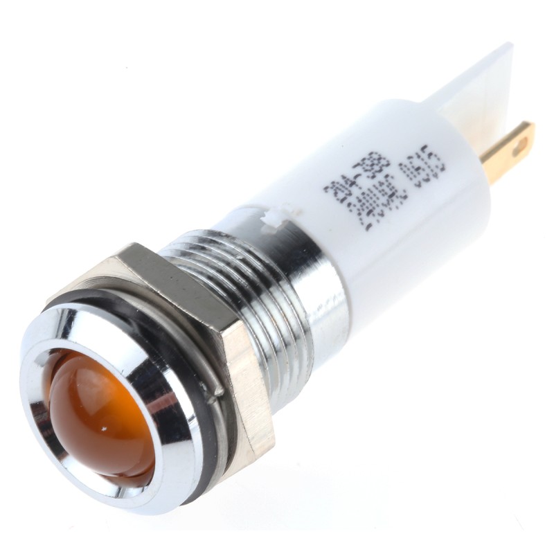 1 pcs - RS PRO Orange Panel Mount Indicator, 240V ac, 14.5mm Mounting Hole Size, Solder Tab Termination, IP40