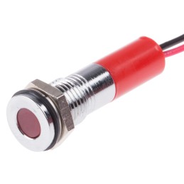 1 pcs - RS PRO Red Panel Mount Indicator, 220V ac, 8mm Mounting Hole Size, Lead Wires Termination, IP67