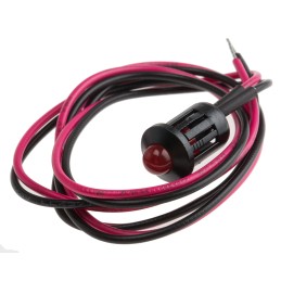 1 pcs - RS PRO Red Panel Mount Indicator, 2V dc, 8mm Mounting Hole Size, Lead Wires Termination