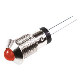 1 pcs - Marl Red Panel Mount Indicator, 2.8V, 8mm Mounting Hole Size, Lead Wires Termination
