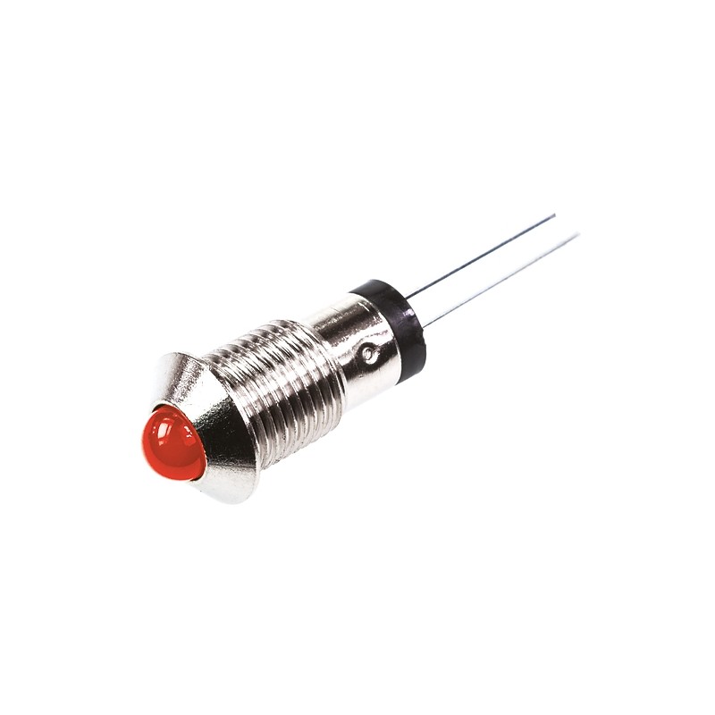 1 pcs - Marl Red Panel Mount Indicator, 2.8V, 8mm Mounting Hole Size, Lead Wires Termination