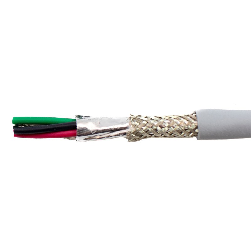 1 Reel of 30 M - Alpha Wire EcoCable Mini Control Cable, 4 Cores, 0.38 mm², ECO, Screened, 30m, Grey mPPE Sheath, 22 AWG
