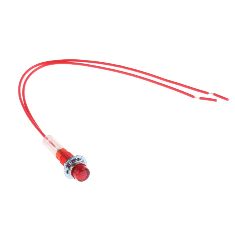 1 pcs - CAMDENBOSS Red Panel Mount Indicator, 240V, 6.4mm Mounting Hole Size, Lead Wires Termination