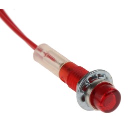 1 pcs - CAMDENBOSS Red Panel Mount Indicator, 240V, 6.4mm Mounting Hole Size, Lead Wires Termination