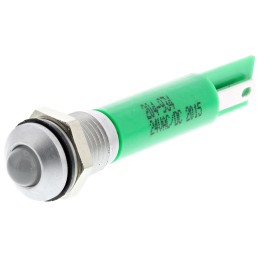 1 pcs - RS PRO Green Panel Mount Indicator, 24V ac/dc, 8mm Mounting Hole Size, Solder Tab Termination, IP67