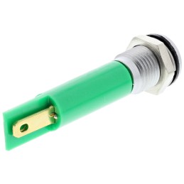 1 pcs - RS PRO Green Panel Mount Indicator, 24V ac/dc, 8mm Mounting Hole Size, Solder Tab Termination, IP67