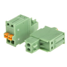 5 pcs - Phoenix Contact 2.5mm Pitch 2 Way Pluggable Terminal Block, Plug, Cable Mount, Spring Cage Termination