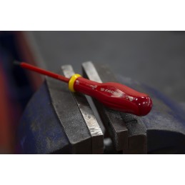 1 pcs - Facom Slotted Insulated Screwdriver, 4 x 0.8 mm Tip, 100 mm Blade, VDE/1000V, 210 mm Overall