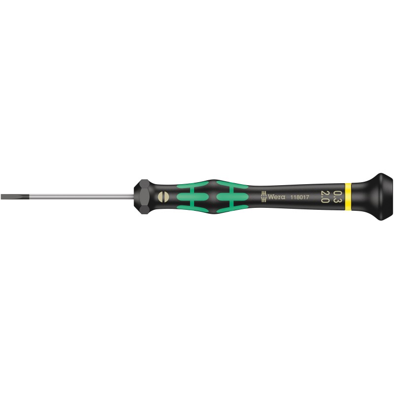 1 pcs - Wera Slotted Precision Screwdriver, 2 x 0.3 mm Tip, 50 mm Blade, 147 mm Overall