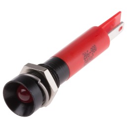1 pcs - RS PRO Red Panel Mount Indicator, 24V ac, 8mm Mounting Hole Size, Solder Tab Termination