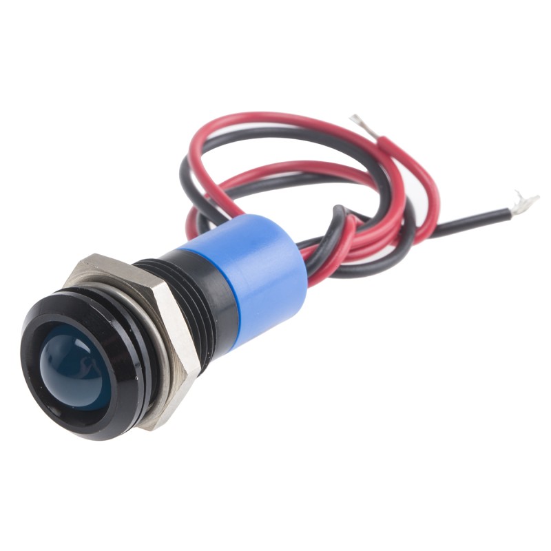 1 pcs - RS PRO Blue Panel Mount Indicator, 24V dc, 14mm Mounting Hole Size, Lead Wires Termination, IP67