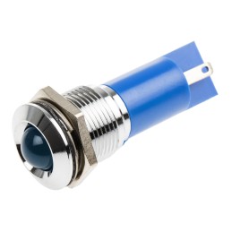 1 pcs - RS PRO Blue Panel Mount Indicator, 12V ac/dc, 16mm Mounting Hole Size, Solder Tab Termination