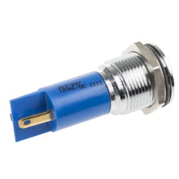 1 pcs - RS PRO Blue Panel Mount Indicator, 12V ac/dc, 16mm Mounting Hole Size, Solder Tab Termination