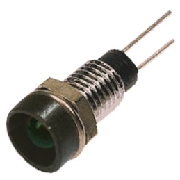 1 pcs - Bulgin Green Panel Mount Indicator, 2.1V, 6.1mm Mounting Hole Size, Lead Wires Termination