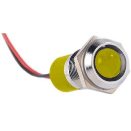 1 pcs - RS PRO Yellow Panel Mount Indicator, 220V ac, 14mm Mounting Hole Size, Lead Wires Termination, IP67