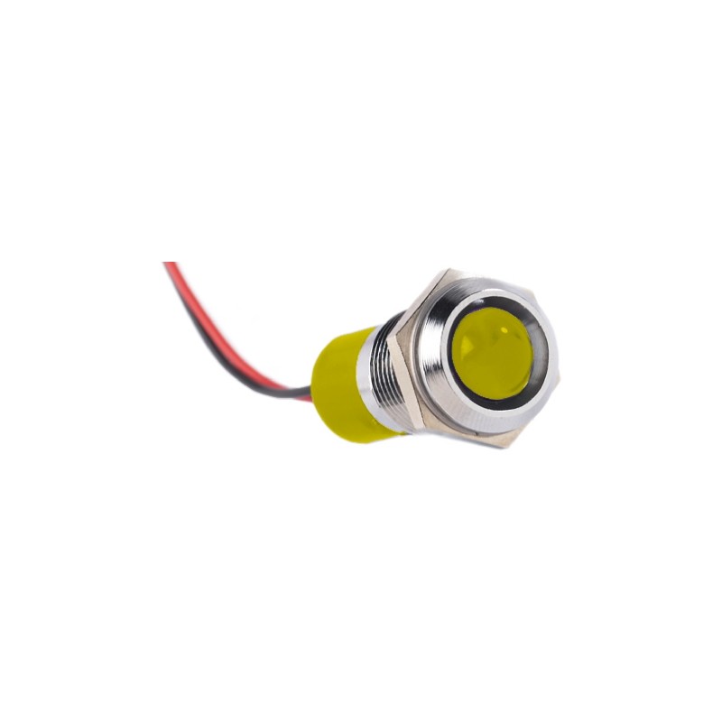 1 pcs - RS PRO Yellow Panel Mount Indicator, 220V ac, 14mm Mounting Hole Size, Lead Wires Termination, IP67