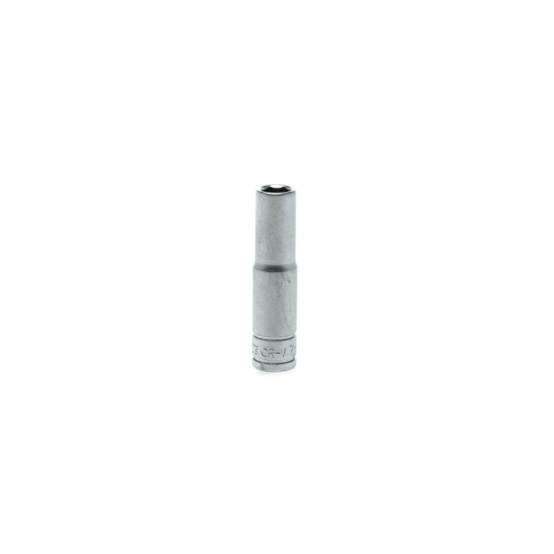 1 pcs - Teng Tools 1/4 in Drive 7mm Deep Socket, 6 point, 49.5 mm Overall Length