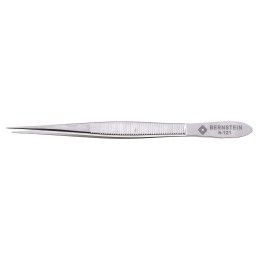 1 pcs - Bernstein 120 mm, Nickel Plated Steel, Narrow Pointed, Serrated, Tweezers