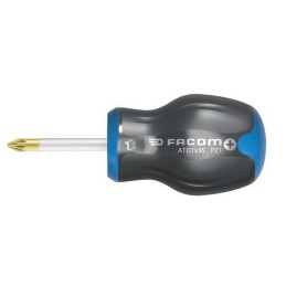 1 pcs - Facom Pozidriv Stubby Screwdriver, PZ1 Tip, 35 mm Blade, 91 mm Overall