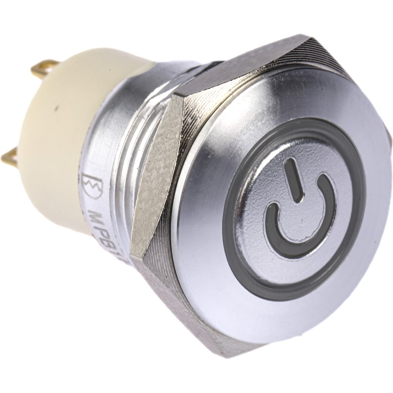 1 pcs - RS PRO Illuminated Push Button Switch, Latching, Panel Mount, 16mm Cutout, SPST, Green, Red LED, 36V dc, IP67