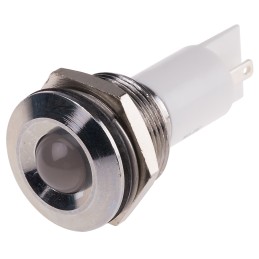 1 pcs - RS PRO White Panel Mount Indicator, 19mm Mounting Hole Size, Solder Tab Termination, IP67