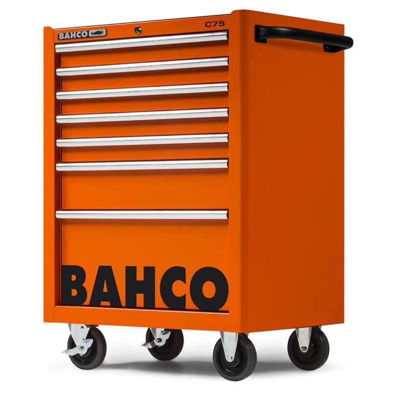 1 pcs - Bahco 7 drawer Stainless Steel (Top) Wheeled Tool Chest, 985mm x 677mm x 501mm