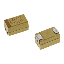 10 pcs - KEMET 220μF MnO2 Tantalum Capacitor 10V dc, T491 Series