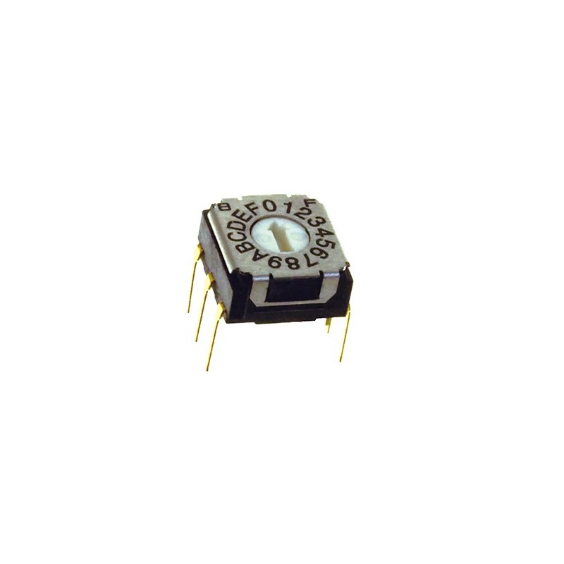 2 pcs - NIDEC COPAL ELECTRONICS GMBH SH-7000, 16 Position, Hexadecimal Rotary Switch, 100 mA, Pin