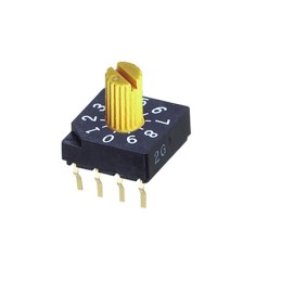 2 pcs - NIDEC COPAL ELECTRONICS GMBH SC-2000, 10 Position, BCD Rotary Switch, 100 mA, Snap-In