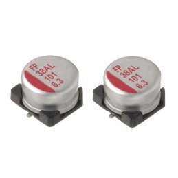 50 pcs - Nichicon 220μF Conductive Polymer Aluminium Solid Electrolytic Capacitor 6.3V dc, Surface Mount - RSL0J221MCN1GB