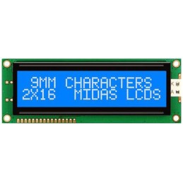 1 pcs - Midas MC21609AB6W-BNMLW-V2 AB Alphanumeric LCD Display, Blue on White, 2 Rows by 16 Characters, Transmissive