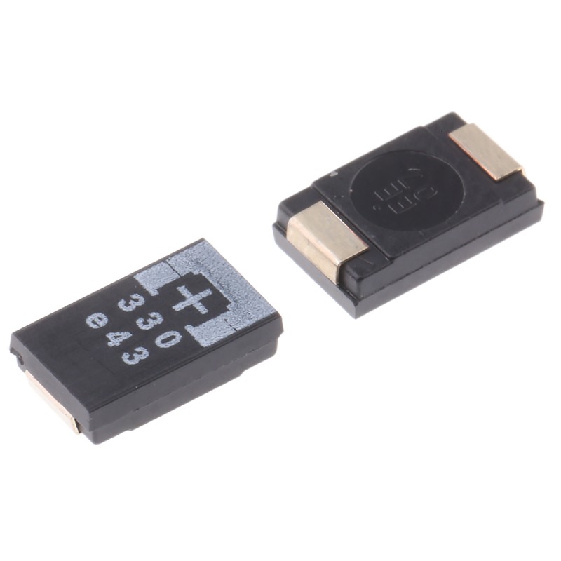 5 pcs - Panasonic 330μF Surface Mount Polymer Capacitor, 2.5V dc