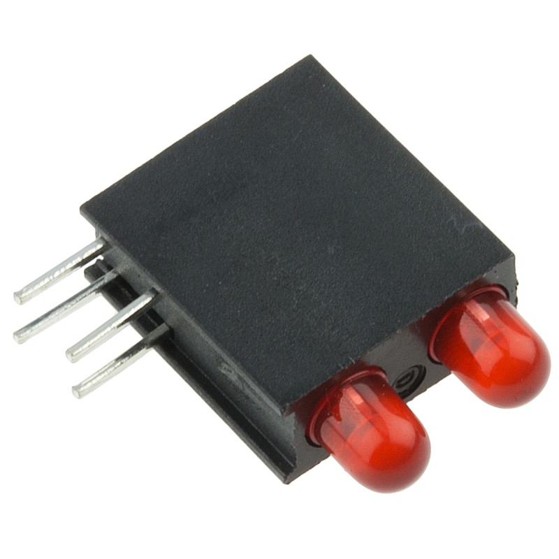 1 pcs - Dialight 553-0211-200F, Red Right Angle PCB LED Indicator, 2 LEDs, Through Hole 2.2 V