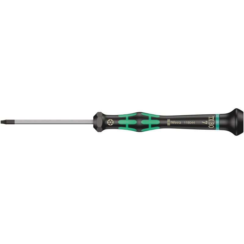 1 pcs - Wera Tamperproof Torx Precision Screwdriver, T7 Tip, 60 mm Blade, 157 mm Overall