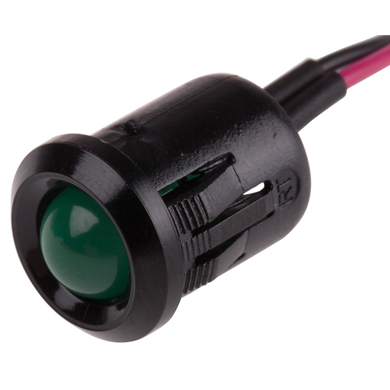 1 pcs - RS PRO Green Panel Mount Indicator, 2V dc, 12mm Mounting Hole Size, Lead Wires Termination